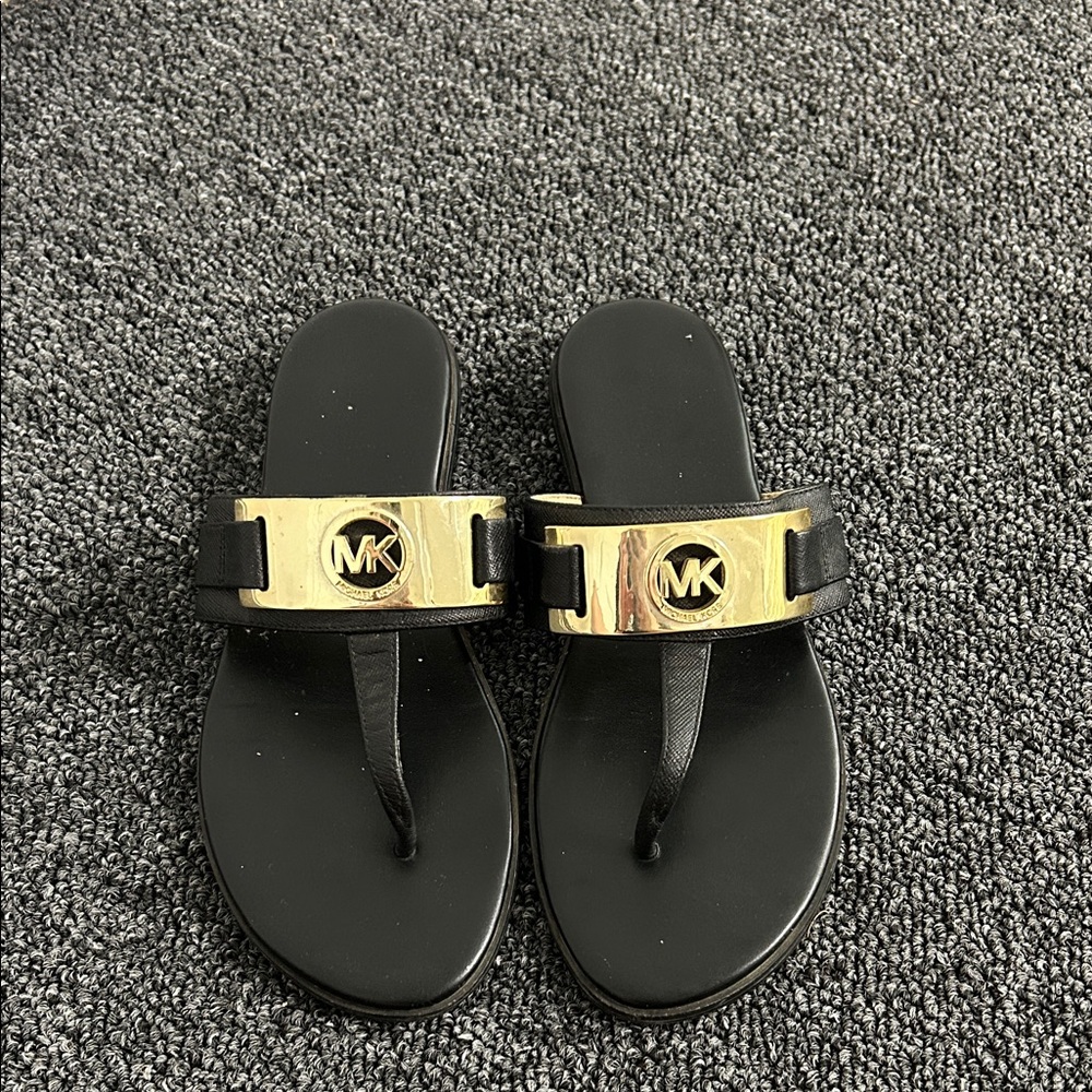 Michael Kors ladies Black Sandals with Gold Accents